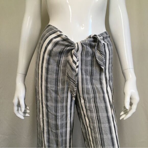 L Space Revolve Striped Wide Leg Cropped Tie Waist Lana Pant Cover Up Gray SP - Picture 7 of 14